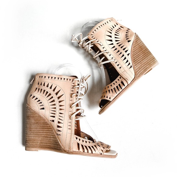 Jeffrey Campbell Rodillo Leather Wedge Sandals - Picture 1 of 10